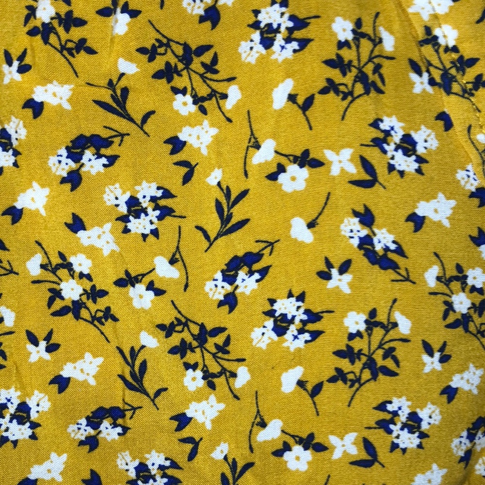 Sunflower yellow with white floral blouse
